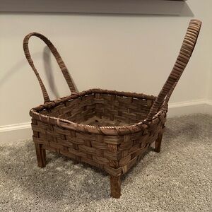 Townsends Handmade Woven Brown Garment Basket with Handles